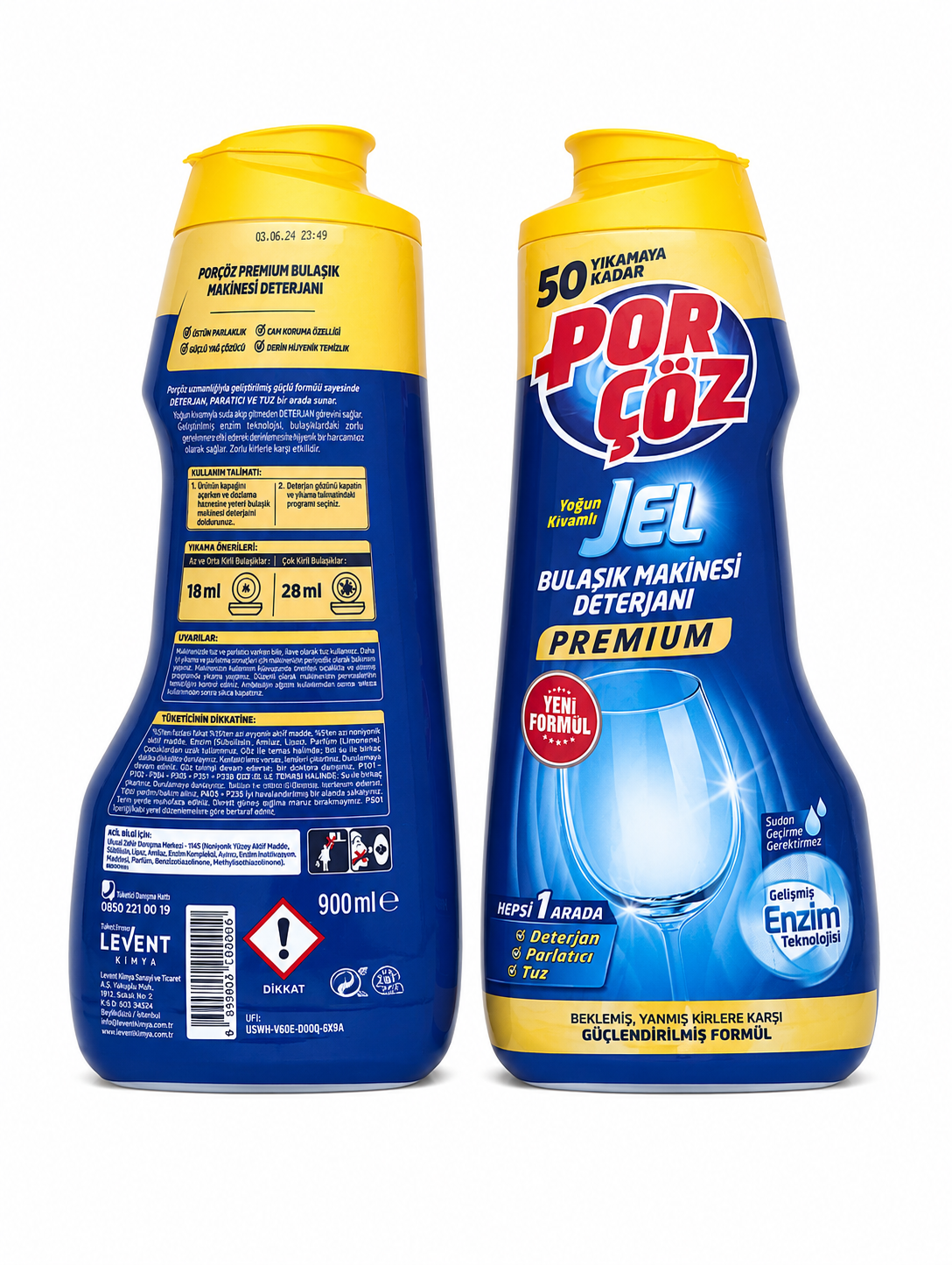 ژل ماشین ظرفشویی پورچوز Porçöz Premium اصل ۹۰۰ میلی لیتر ۵۰ بار شستشو